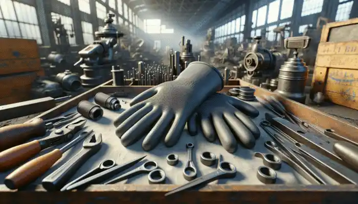 High-quality, thick rubber gloves from Ansell and Kimberly-Clark, durable and resistant to punctures and chemicals.