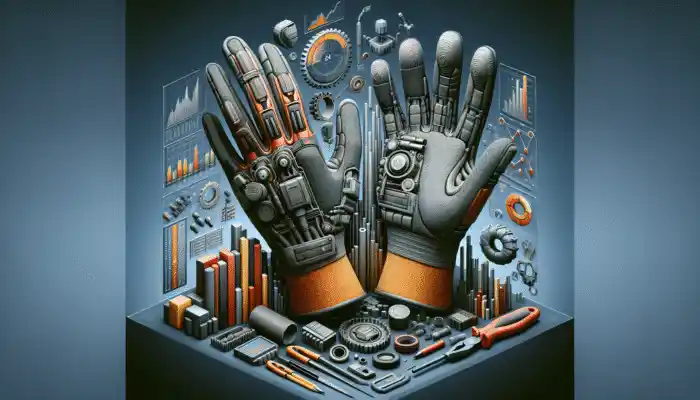 Durable PVC work gloves from Filton, resistant to tears and punctures, used in industrial settings.