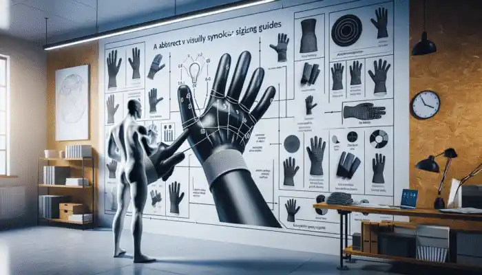 A person in an East Grinstead store measuring their hand and trying on adjustable cuff heavy duty rubber gloves.