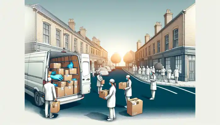 Busy Dunstable clinic receives quick delivery of sterile gloves from local supplier's van to smiling staff.